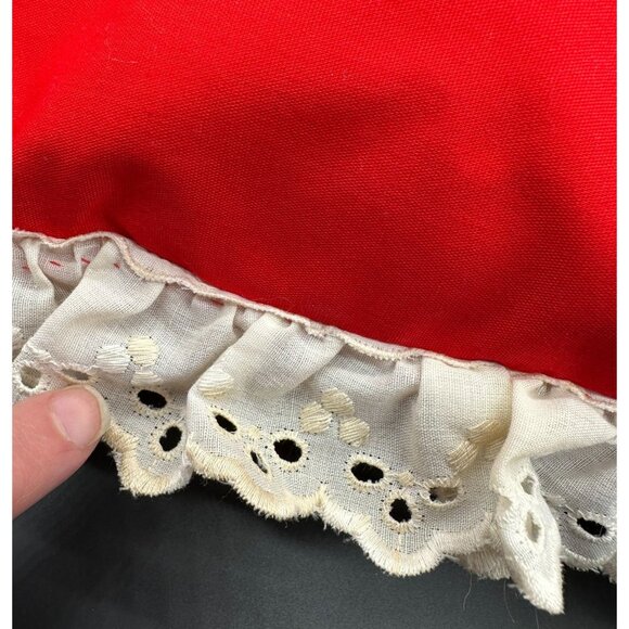 Vintage Throw Pillow Floral Handmade Red White Lace Calla Lily Flower Retro - Picture 6 of 9